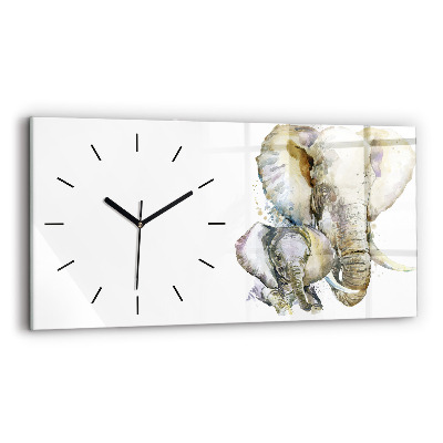 Horloge horizontale en verre Animaux peints Éléphant
