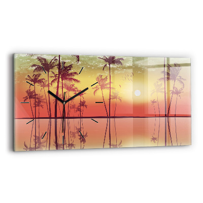 Horloge murale horizontale Palmiers tropicaux