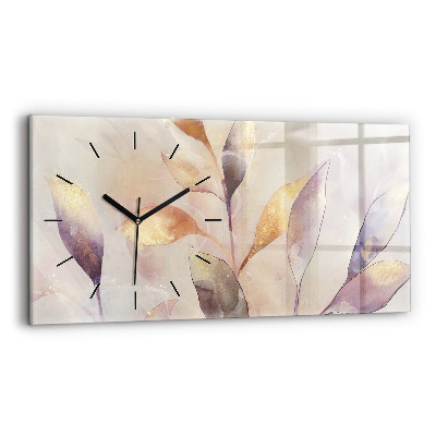 Horloge murale horizontale Feuilles abstraites boho