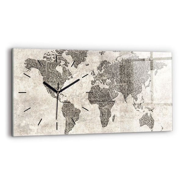 Horloge horizontale en verre Journal de la carte du monde