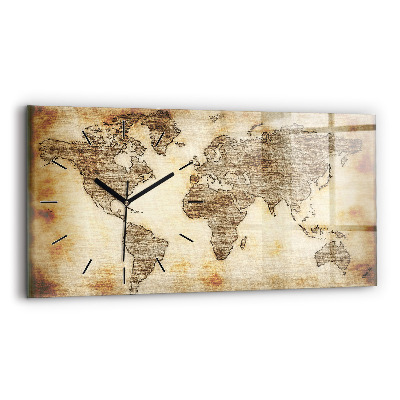 Horloge murale horizontale Ancienne carte du monde