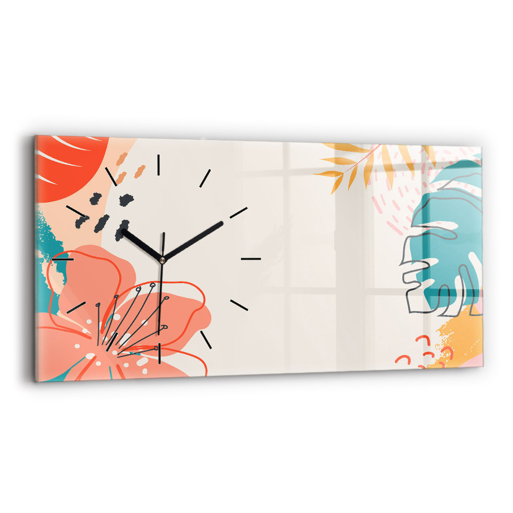 Horloge horizontale en verre Plantes hawaïennes