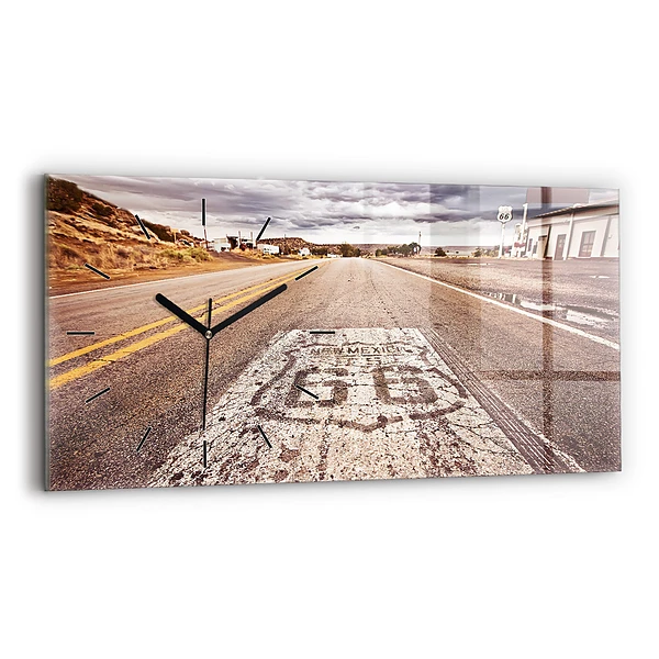 Horloge horizontale en verre Route 66 USA