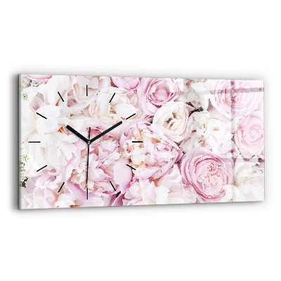 Horloge rectangulaire horizontale Fleurs décoratives