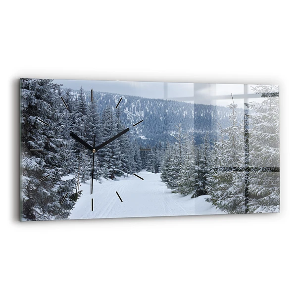 Horloge murale horizontale Montagnes géantes tchèques en hiver