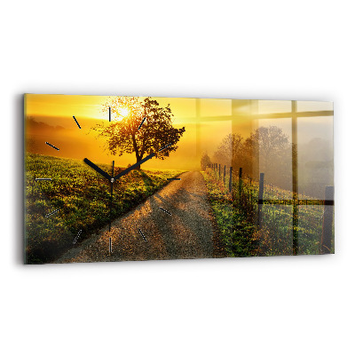 Horloge horizontale en verre Brouillard au lever du soleil