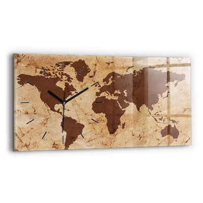 Horloge rectangulaire horizontale Carte du monde ancienne