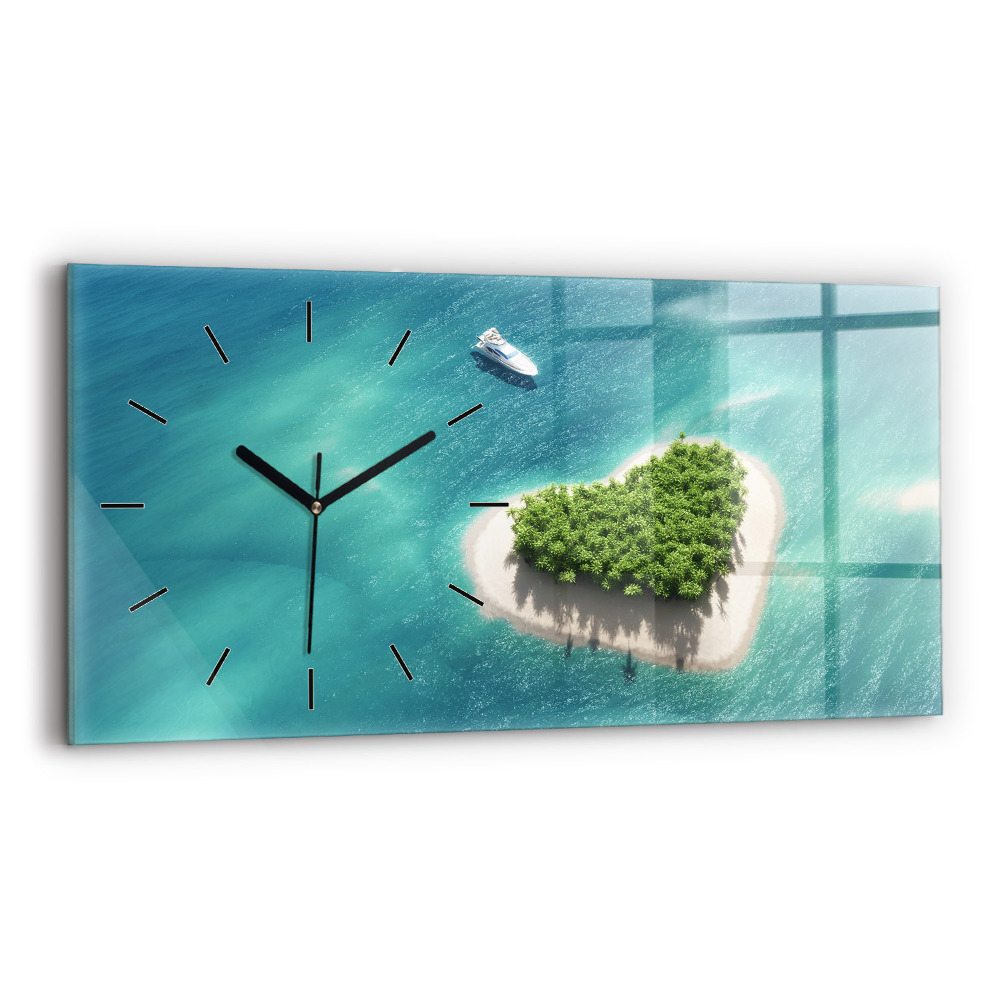 Horloge murale horizontale Île du cœur