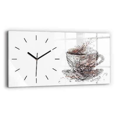 Horloge horizontale en verre Tasse de café