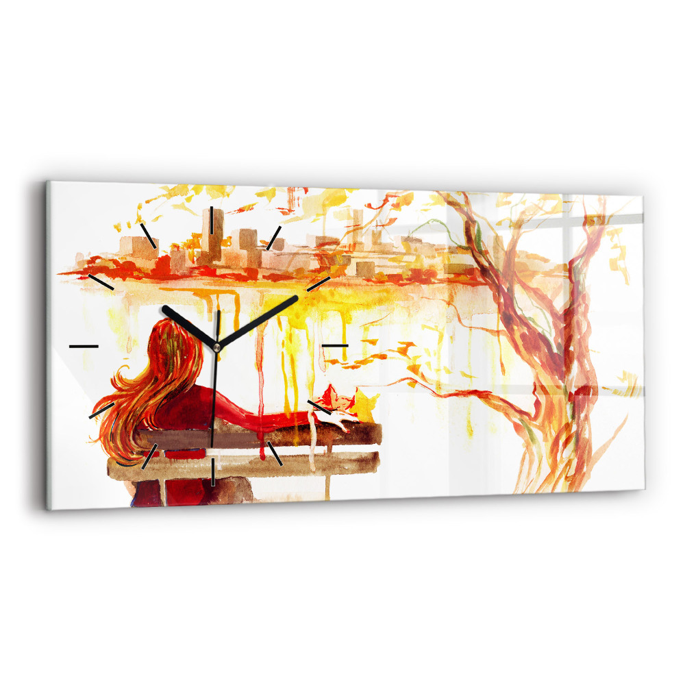 Horloge horizontale en verre Paysage d'automne