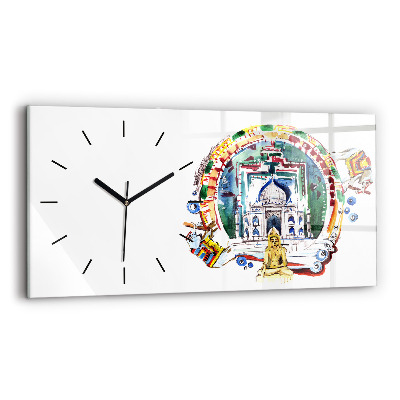 Horloge horizontale en verre Peinture de Bouddha dans un temple