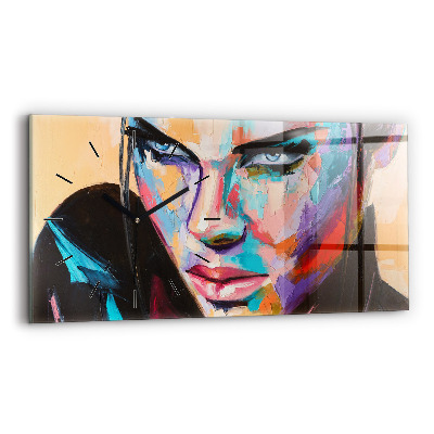 Horloge murale horizontale Portrait d'une femme
