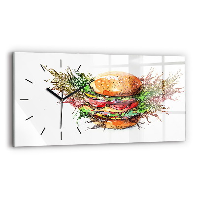 Horloge rectangulaire horizontale Hamburger au fromage XXL
