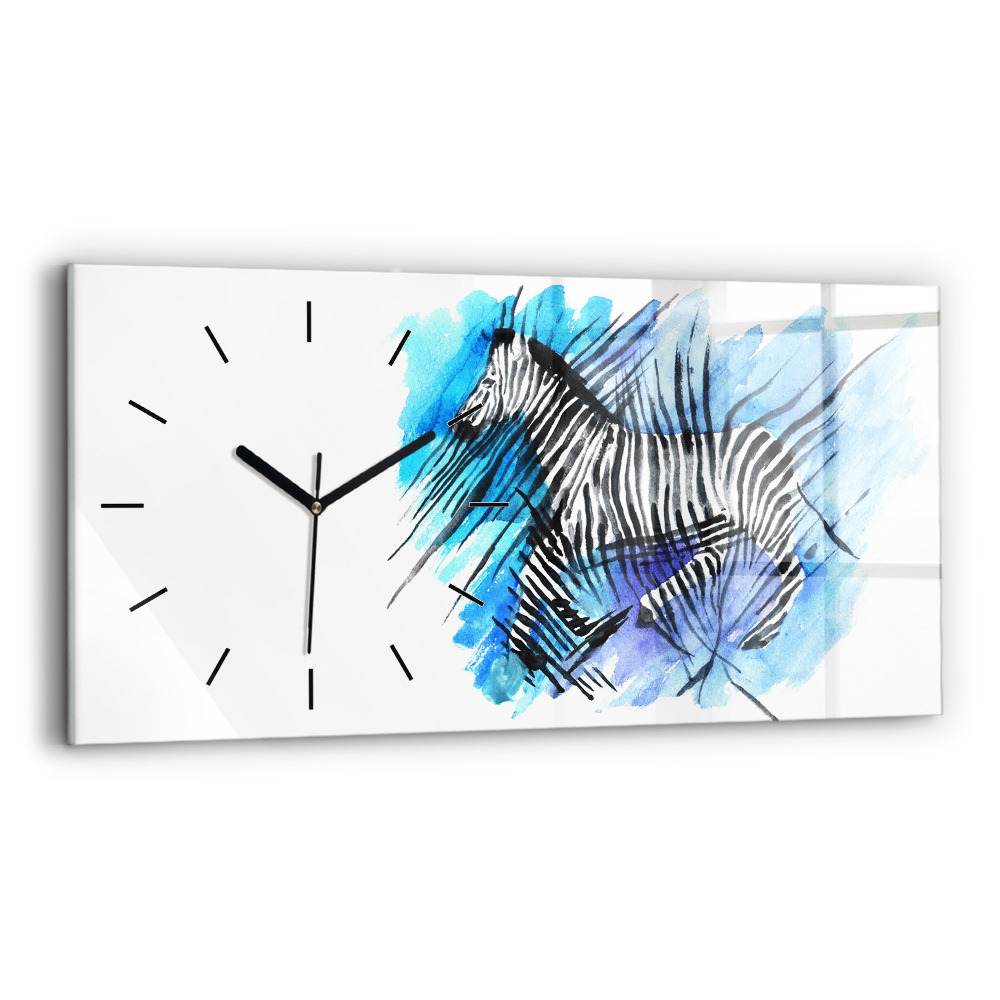 Horloge murale horizontale Zèbre peint
