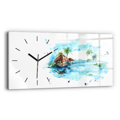 Horloge rectangulaire horizontale Peinture d'une île déserte