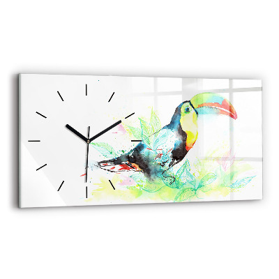 Horloge rectangulaire horizontale Toucan dans l'herbe