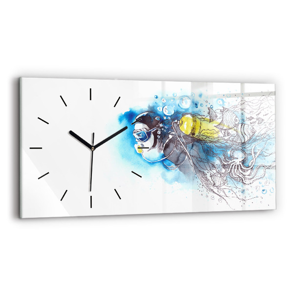 Horloge murale horizontale Vie sous-marine de poissons