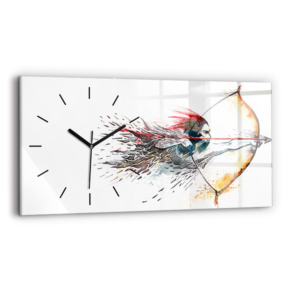 Horloge murale horizontale Un guerrier à la chasse