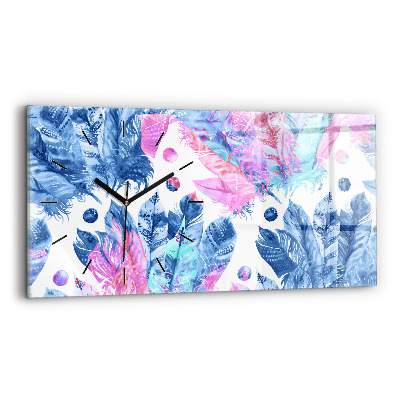 Horloge rectangulaire horizontale Plumes colorées