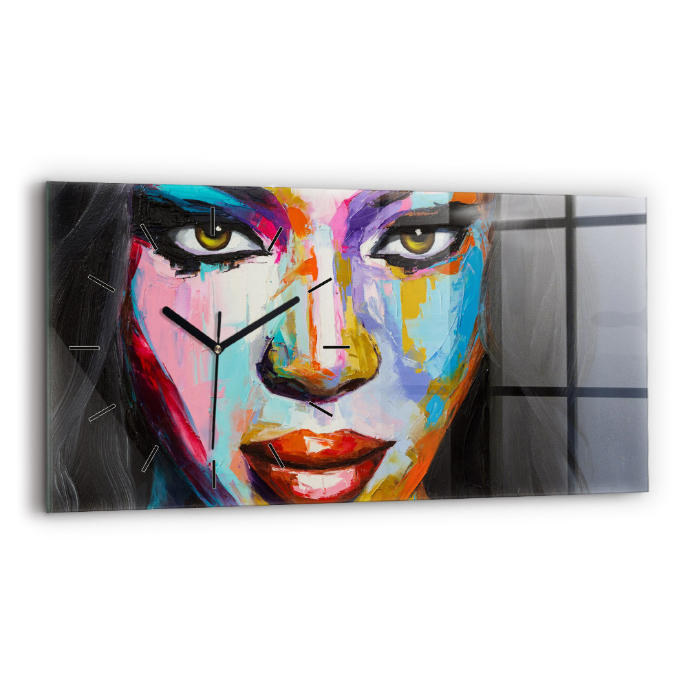 Horloge rectangulaire horizontale Visage coloré d'une femme