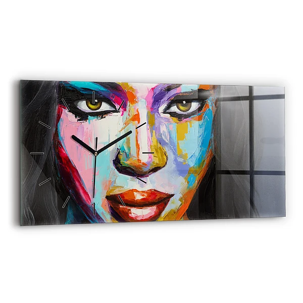 Horloge rectangulaire horizontale Visage coloré d'une femme