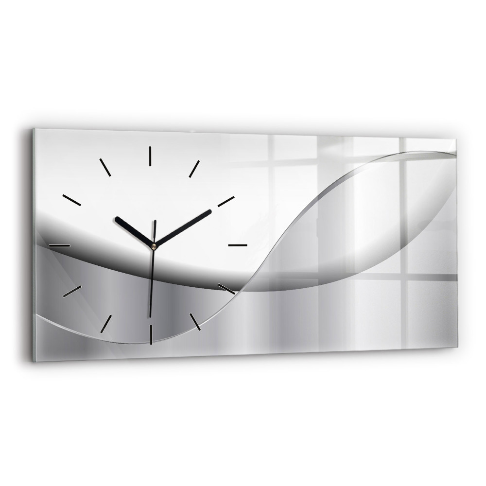 Horloge murale horizontale Abstraction argentée