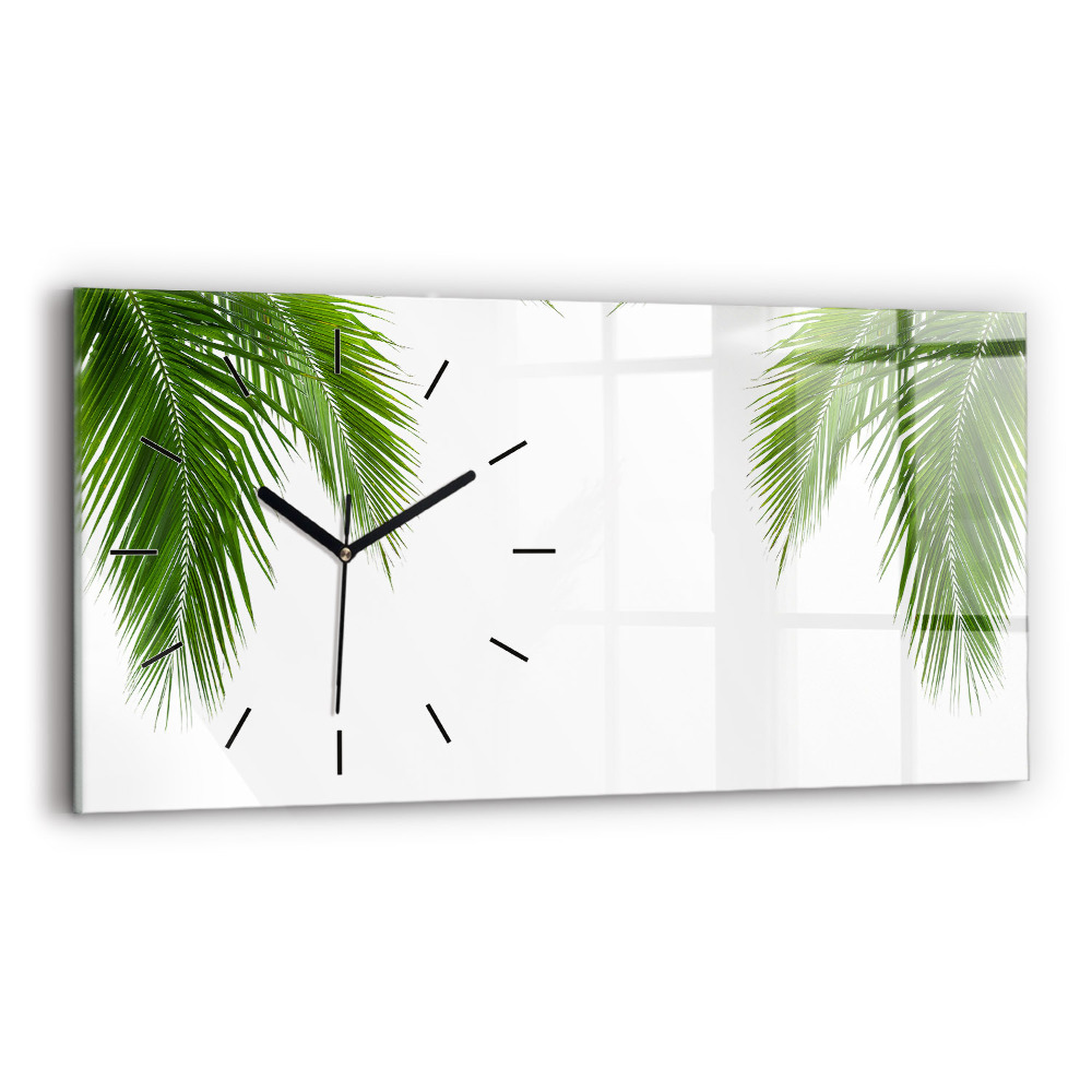 Horloge horizontale en verre Feuille de palmier nature