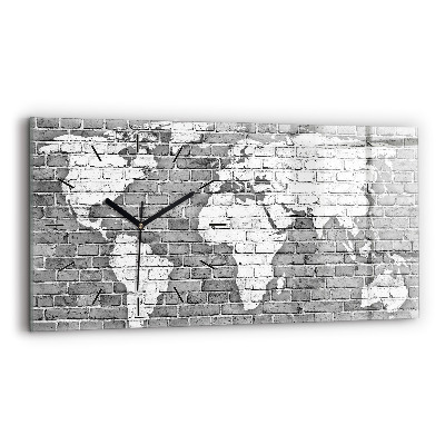 Horloge rectangulaire horizontale Carte du monde sur le mur