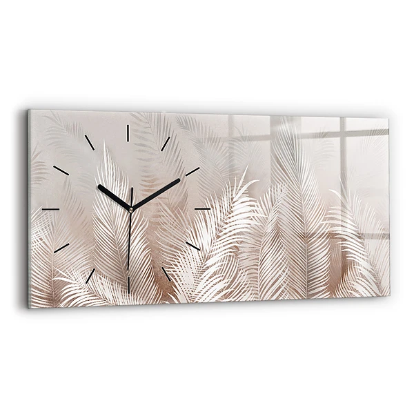 Horloge horizontale en verre Feuilles tropicales