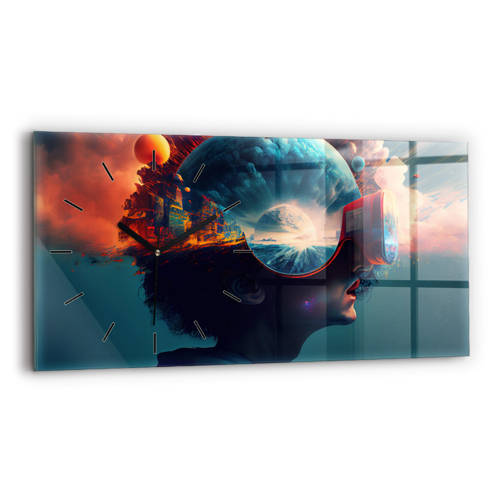 Horloge rectangulaire horizontale Monde virtuel futuriste