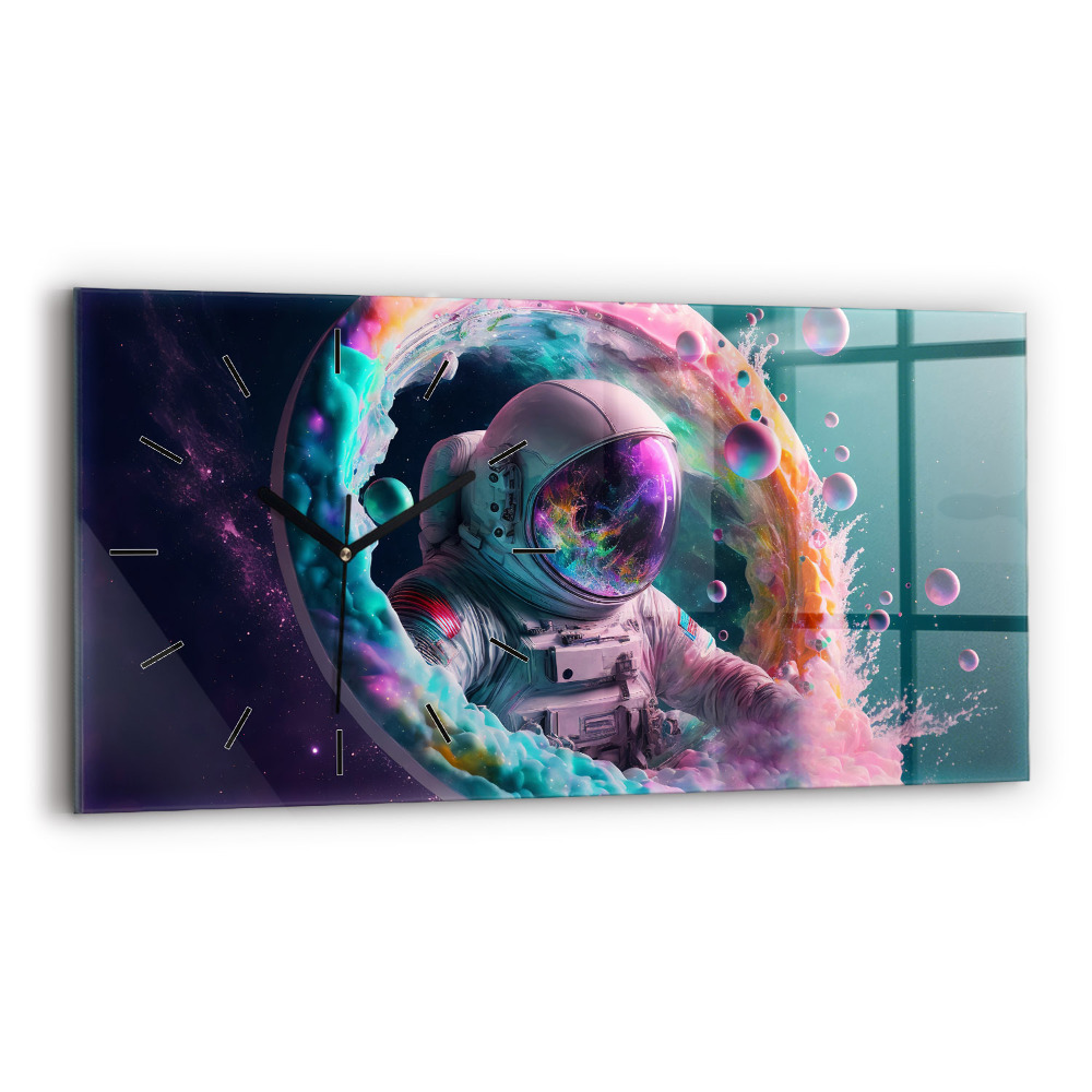 Horloge horizontale en verre Nuages aux couleurs des cosmonautes