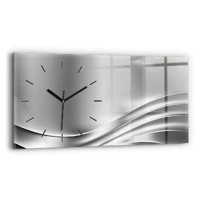 Horloge horizontale en verre Abstraction argentée