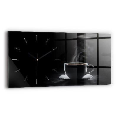 Horloge murale horizontale Tasse de café noir