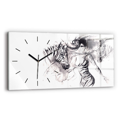 Horloge rectangulaire horizontale Femme et zèbres