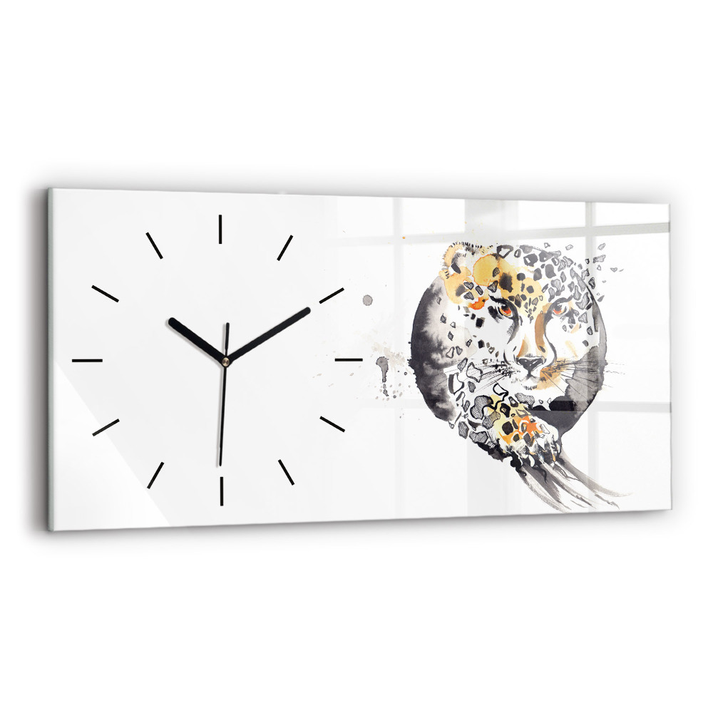 Horloge horizontale en verre Guépard à l'intérieur d'un cercle