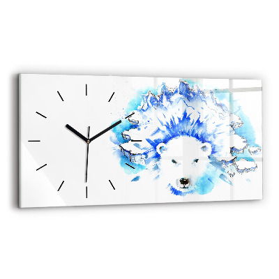 Horloge murale horizontale Ours sur fond de glace