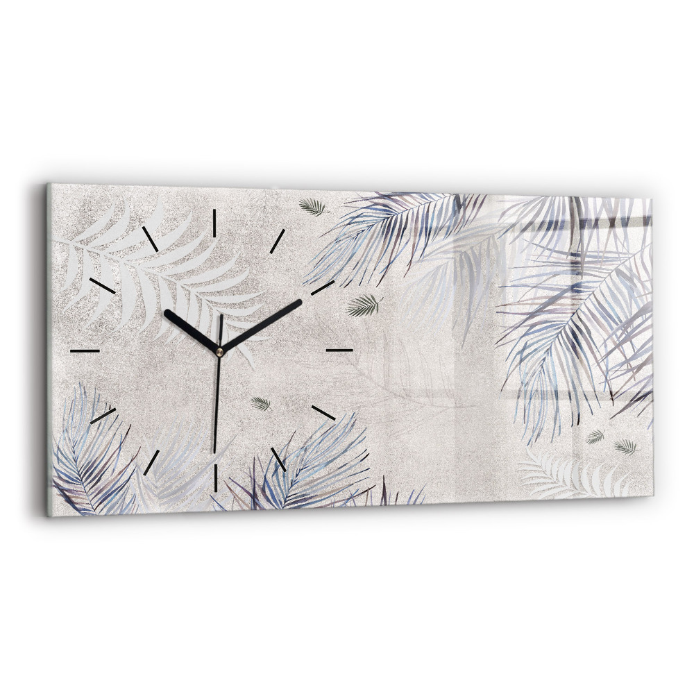 Horloge horizontale en verre Feuille de palmier