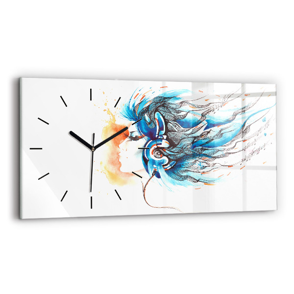 Horloge horizontale en verre Illustration d'écouteurs