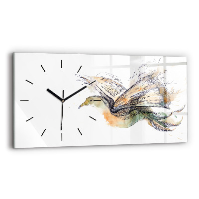 Horloge murale horizontale Livre d'oiseaux