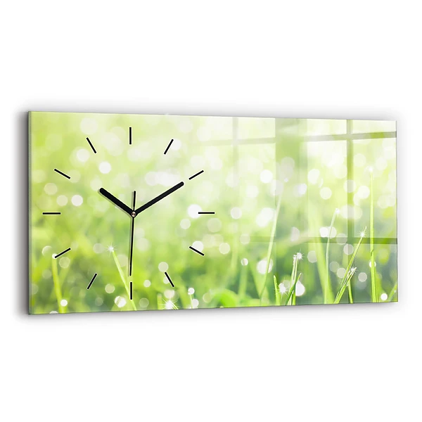 Horloge rectangulaire horizontale Herbe verte