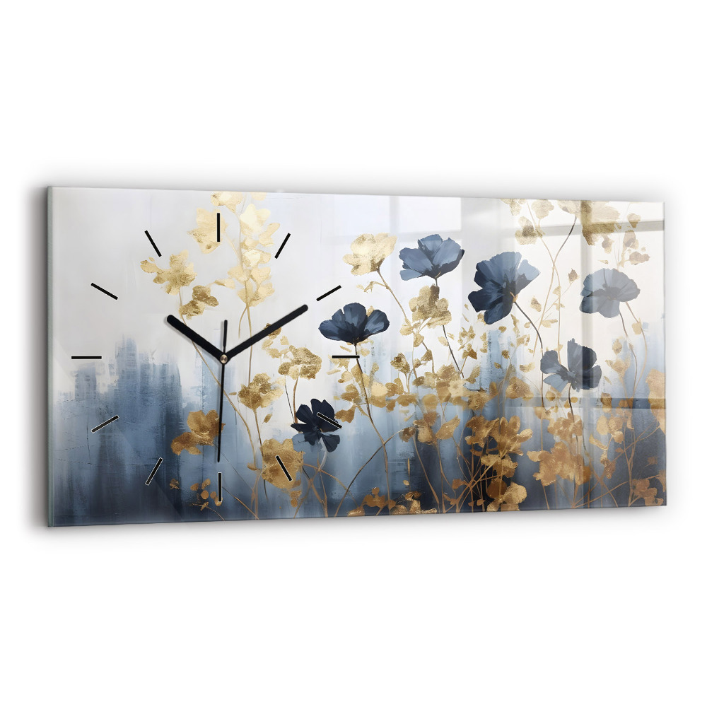 Horloge rectangulaire horizontale Fleurs abstraites