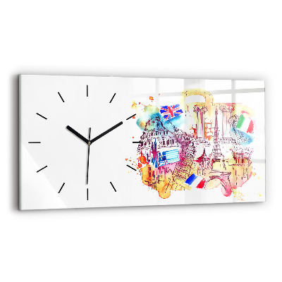 Horloge rectangulaire horizontale Pays attrayants du monde