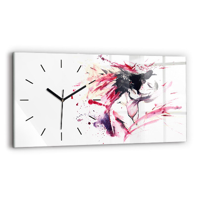 Horloge horizontale en verre Amoureux abstrait