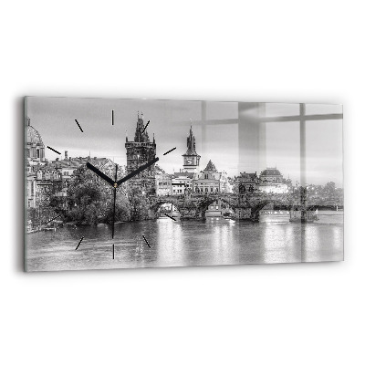 Horloge rectangulaire horizontale Vue du pont Charles à Prague