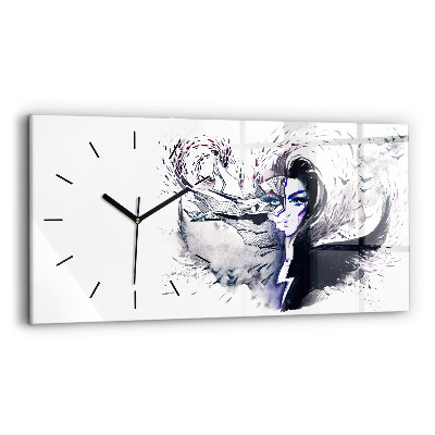 Horloge murale horizontale Illustration d'une femme