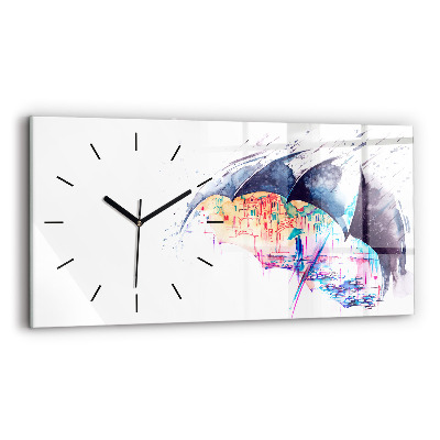 Horloge horizontale en verre Parapluie et ville