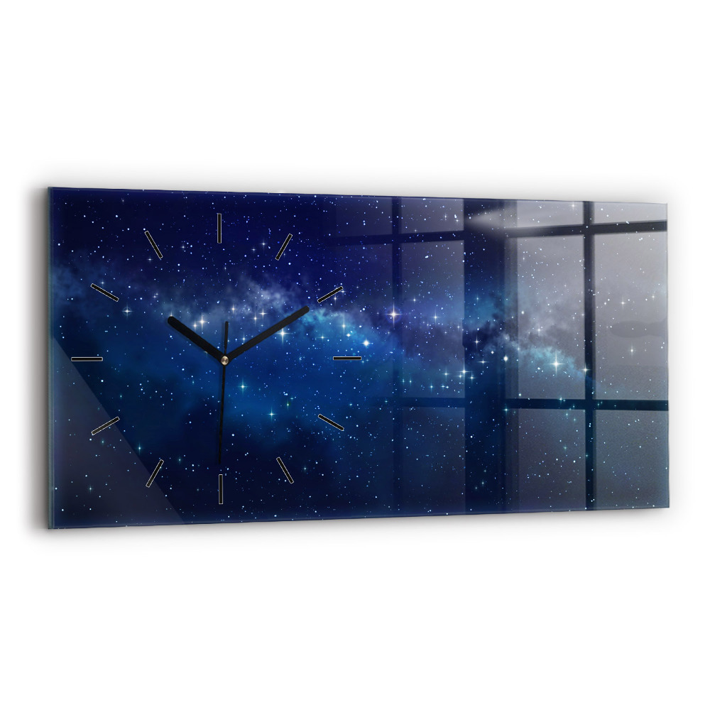 Horloge horizontale en verre Étoiles dans le ciel noir