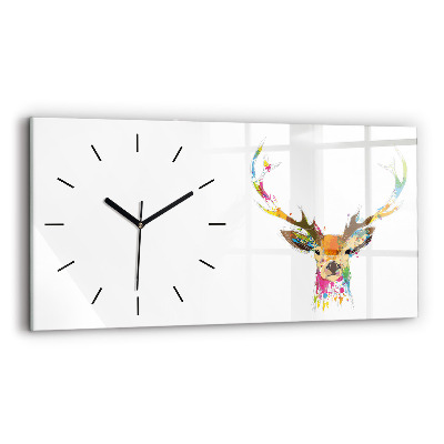 Horloge rectangulaire horizontale Tête de cerf colorée