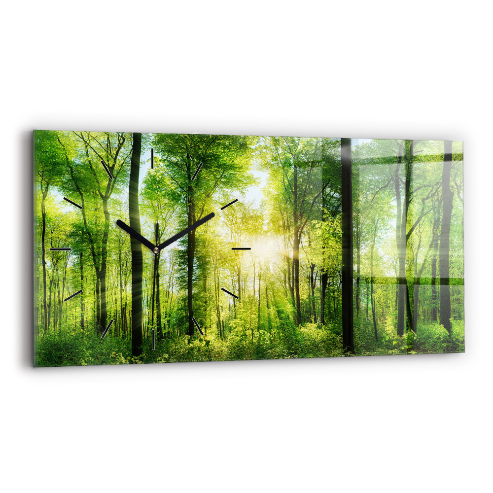 Horloge murale horizontale Nature, arbres de la forêt