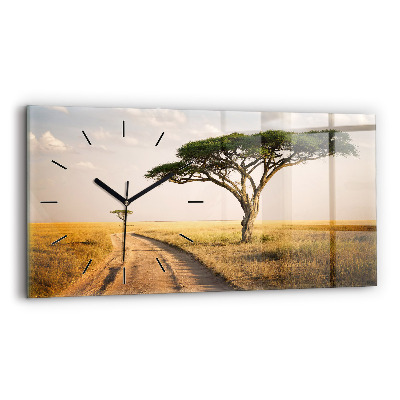 Horloge horizontale en verre Paysage africain